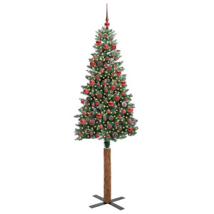 Árbol de Navidad Delgado con 300 LED con soporte Verde y 180 cm H