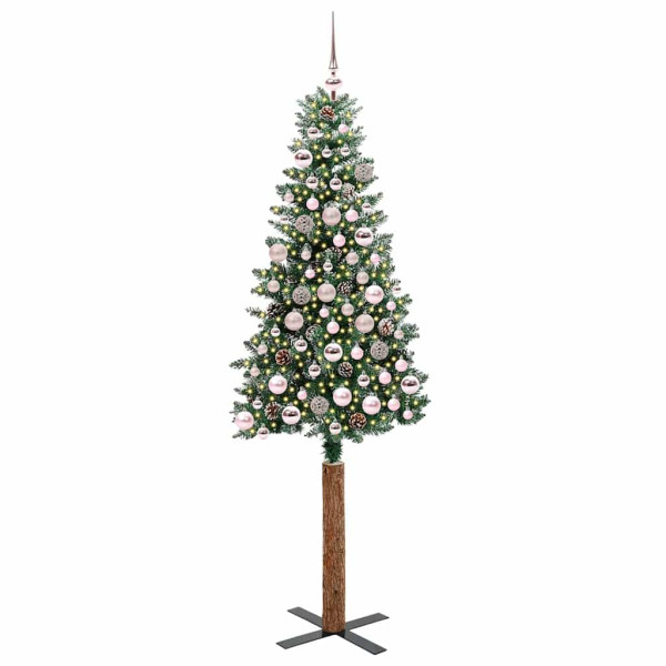 Árbol de Navidad Delgado con 300 LED con soporte Verde y 180 cm M 2