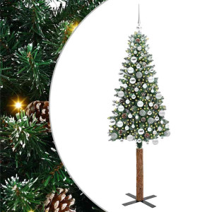 Árbol de Navidad Delgado con 300 LED con soporte Verde y 180 cm H