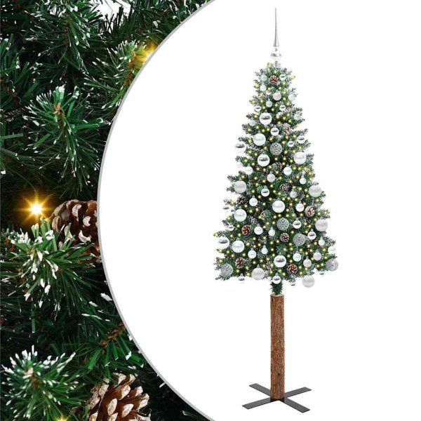 Árbol de Navidad Delgado con 300 LED con soporte Verde y 180 cm M 2