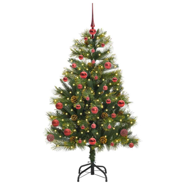 Árbol de Navidad artificial con ramas plegables y conos 150 cm M 3