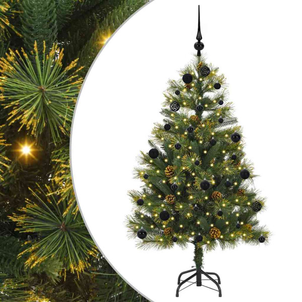 Árbol de Navidad artificial con ramas plegables y conos 150 cm M 2