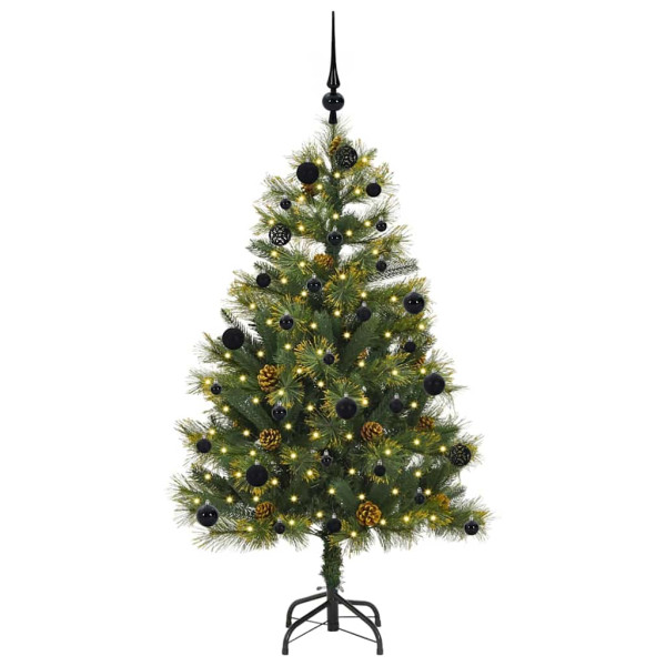 Árbol de Navidad artificial con ramas plegables y conos 150 cm M 3