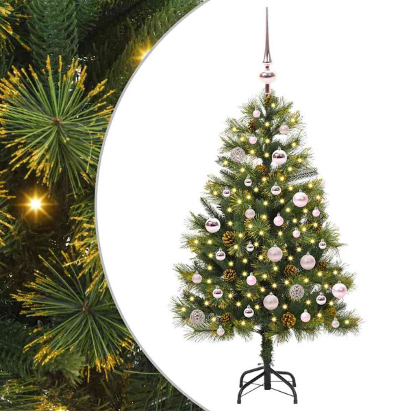 Árbol de Navidad artificial con ramas plegables y conos 150 cm D