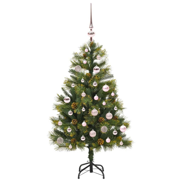 Árbol de Navidad artificial con ramas plegables y conos 150 cm M 3