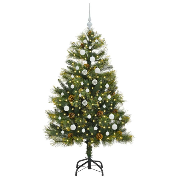 Árbol de Navidad artificial con ramas plegables y conos 150 cm M 3