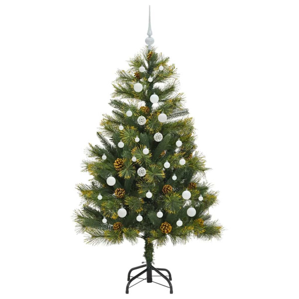 Árbol de Navidad artificial con ramas plegables y conos 150 cm M 4