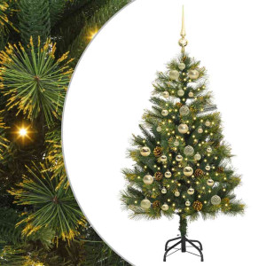 Árbol de Navidad artificial con ramas plegables y conos 150 cm H