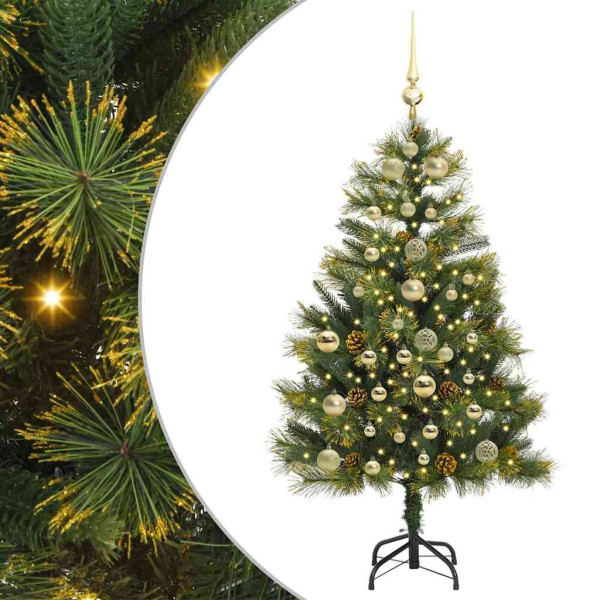 Árbol de Navidad artificial con ramas plegables y conos 150 cm M 2