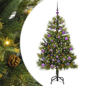 Árbol de Navidad artificial con ramas plegables y conos 150 cm H