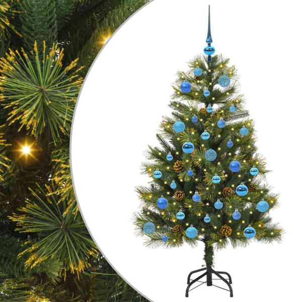 Árbol de Navidad artificial con ramas plegables y conos 150 cm M 2