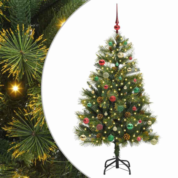 Árbol de Navidad artificial con ramas plegables y conos 150 cm M 2