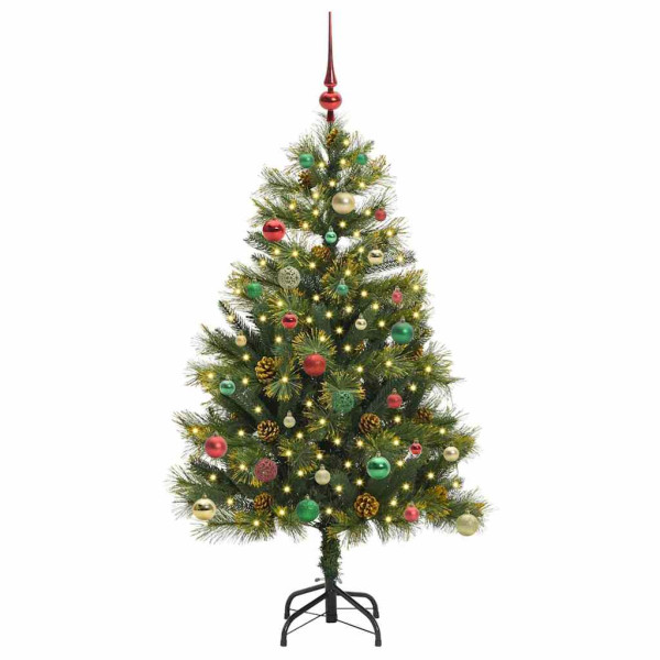 Árbol de Navidad artificial con ramas plegables y conos 150 cm M 3