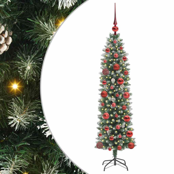Árbol Navideño Artificial Delgado con 150 LED verde y 120 cm M 2