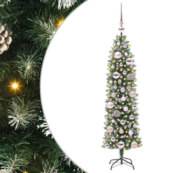 Árbol Navideño Artificial Delgado con 150 LED verde y 120 cm M 2