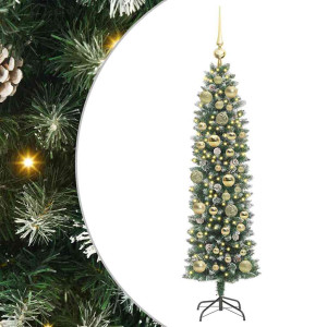 Árbol Navideño Artificial Delgado con 150 LED verde y 120 cm H
