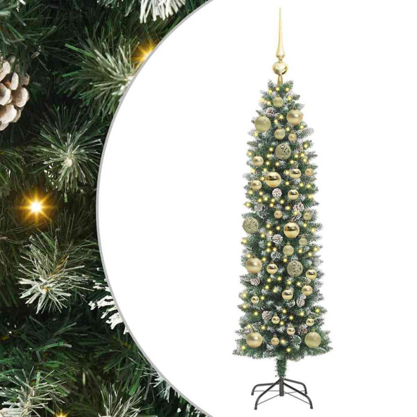 Árbol Navideño Artificial Delgado con 150 LED verde y 120 cm M 2