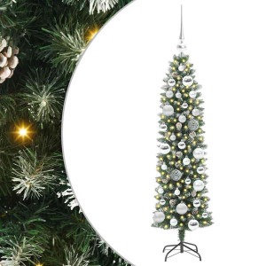 Árbol Navideño Artificial Delgado con 150 LED verde y 120 cm H