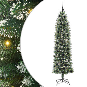 Árbol Navideño Artificial Delgado con 300 LED verde y 210 cm H