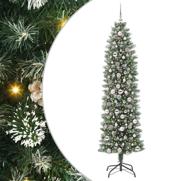 Árbol Navideño Artificial Delgado con 300 LED verde y 210 cm M 2