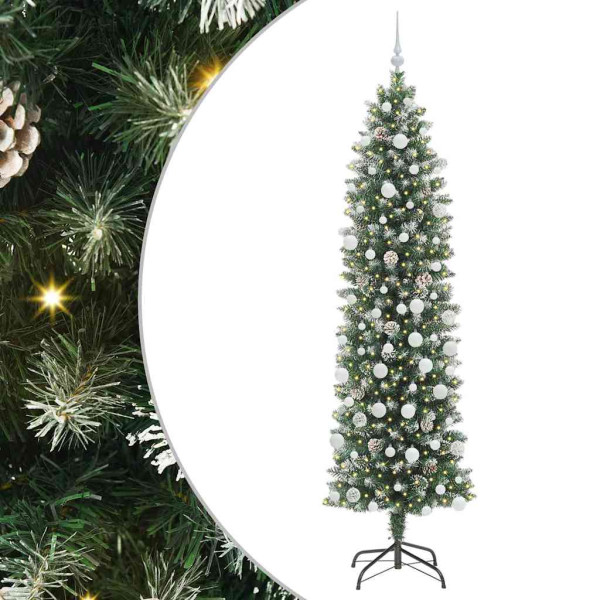 Árbol Navideño Artificial Delgado con 300 LED verde y 210 cm M 2