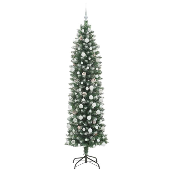 Árbol Navideño Artificial Delgado con 300 LED verde y 210 cm M 4