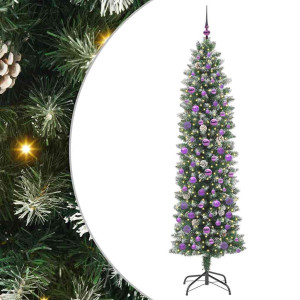 Árbol Navideño Artificial Delgado con 300 LED verde y 210 cm H