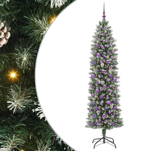 Árbol Navideño Artificial Delgado con 300 LED verde y 210 cm M 2