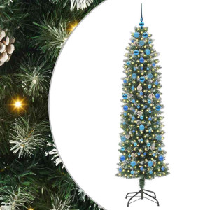 Árbol Navideño Artificial Delgado con 300 LED verde y 210 cm H