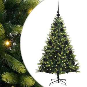 Árbol de Navidad Artificial Plegable 150 LEDs Verde 120 cm H