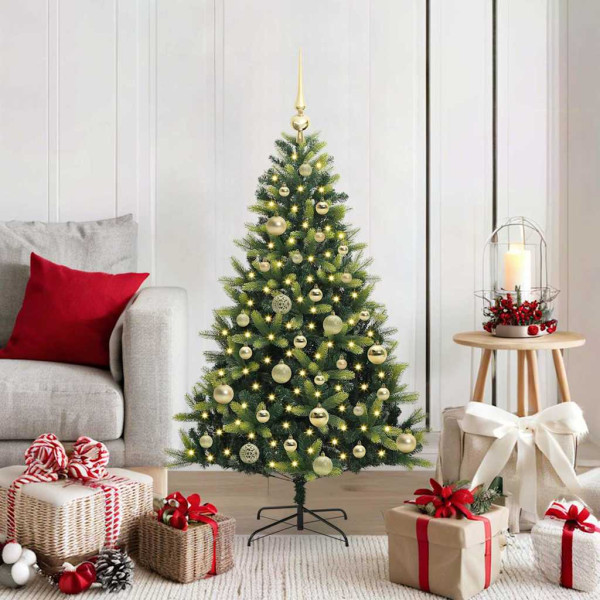 Árbol de Navidad Artificial Articulado 150 LEDs Verde 120 cm D