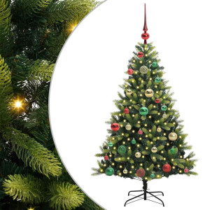 Árbol de Navidad Artificial Articulado 150 LEDs Verde 120 cm H