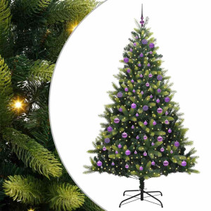 Árbol de Navidad Artificial Plegable 300 LEDs Verde 180 cm H