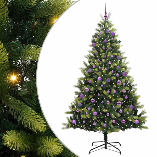 Árbol de Navidad Artificial Plegable 300 LEDs Verde 180 cm M 2