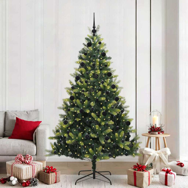 Árbol de Navidad Artificial Plegable 300 LEDs Verde 210 cm D