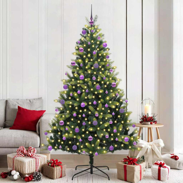 Árbol de Navidad Artificial con Bisagras 300 LEDs Verde 210 cm D