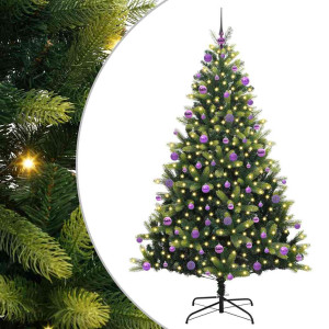 Árbol de Navidad Artificial con Bisagras 300 LEDs Verde 210 cm H