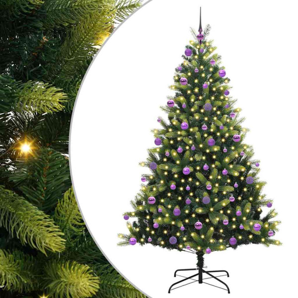 Árbol de Navidad Artificial con Bisagras 300 LEDs Verde 210 cm M 2