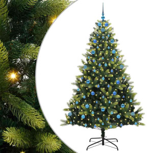 Árbol de Navidad Artificial Plegable 300 LEDs Verde 210 cm H