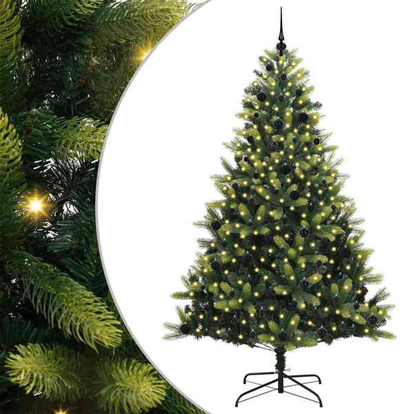 Árbol de Navidad artificial con bisagras 300 LEDs Verde 240 cm M 2