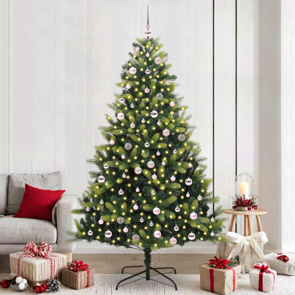 Árbol de Navidad Artificial Plegable 300 LEDs Verde 240 cm D