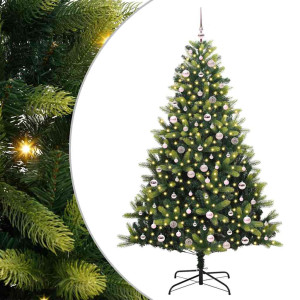 Árbol de Navidad Artificial Plegable 300 LEDs Verde 240 cm H
