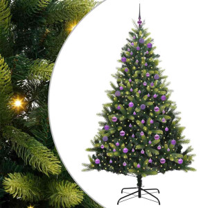 Árbol de Navidad Artificial Plegable 300 LEDs Verde 240 cm H