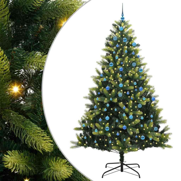 Árbol de Navidad Artificial Con Bisagras 300 LEDs Verde 240 cm D