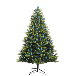 Árbol de Navidad Artificial Con Bisagras 300 LEDs Verde 240 cm H