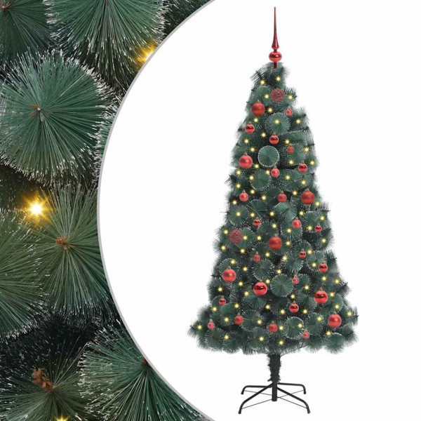 Árbol de Navidad artificial iluminado con set de bolas 150 cm M 2