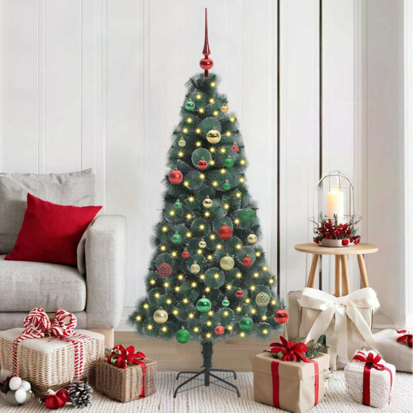 Árbol de Navidad artificial preiluminado con set de bolas D