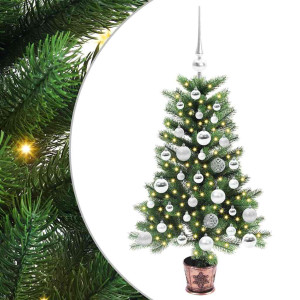 Árbol de Navidad con 150 LED con soporte Verde 90 cm PE H