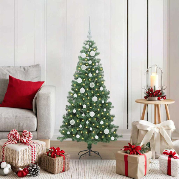 Árbol de Navidad con 150 LED con soporte Verde 120 cm PVC D