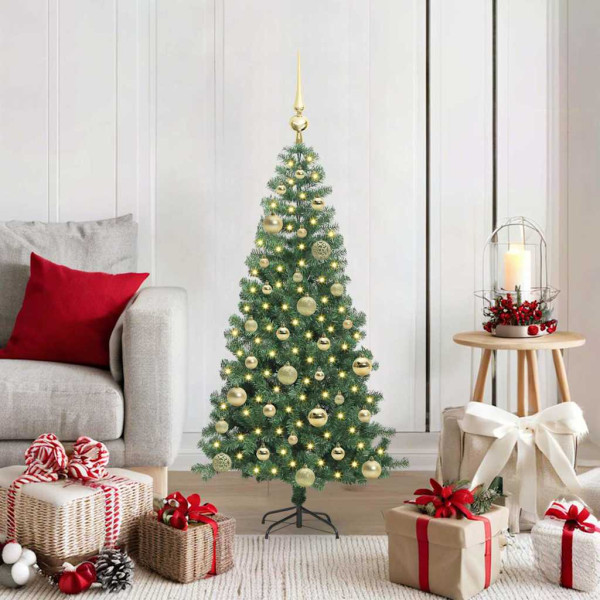 Árbol de Navidad con 150 LED con soporte Verde 120 cm PVC D